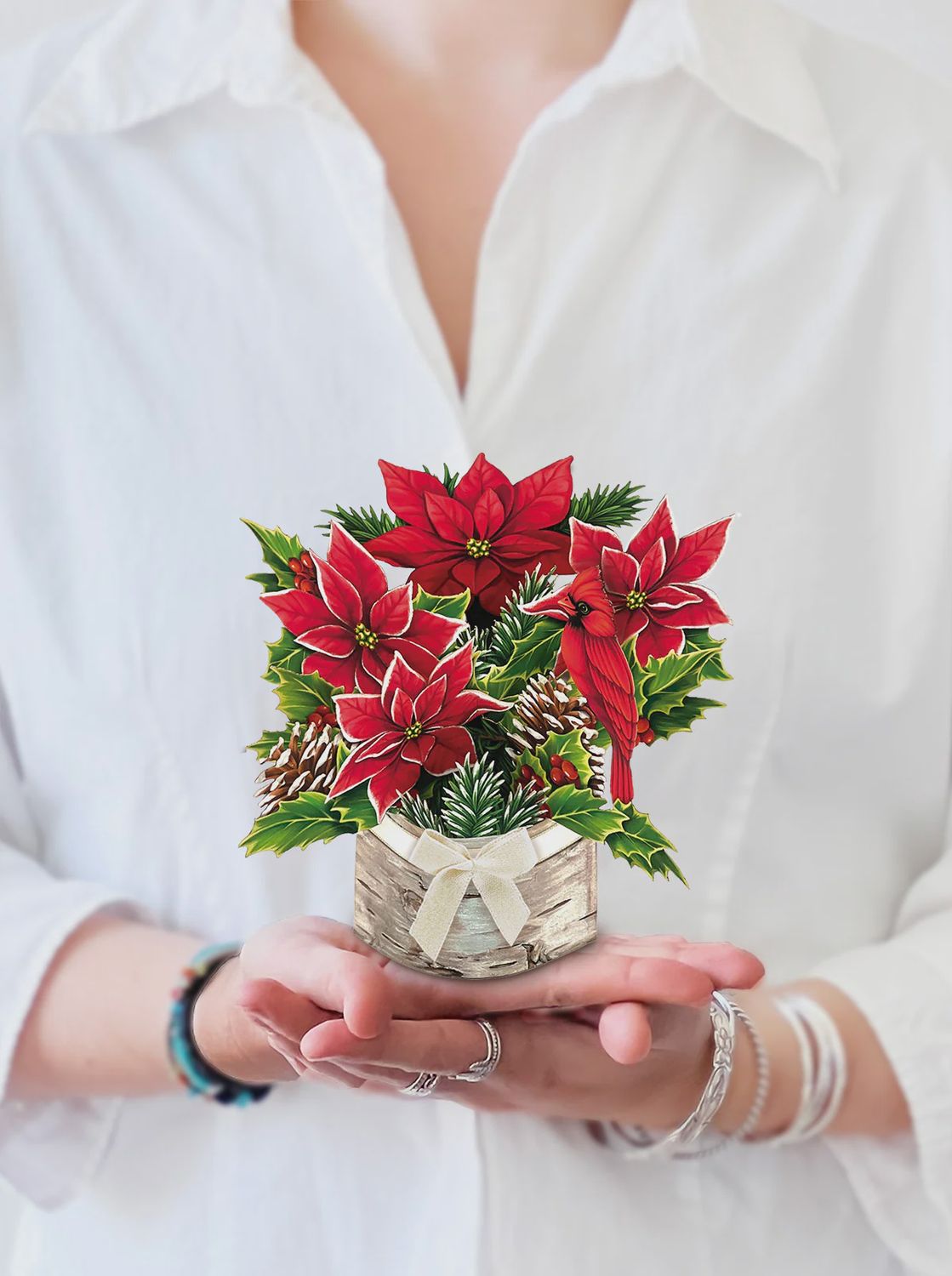 FP Mini Birch Pointsettia Greeting Card