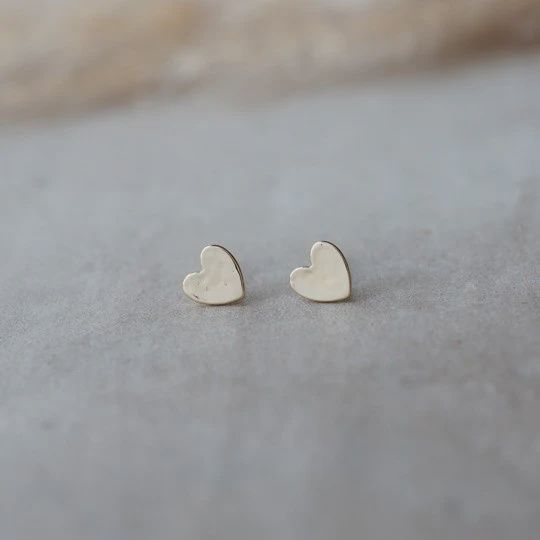 GJ Gold Heart Stud Earring