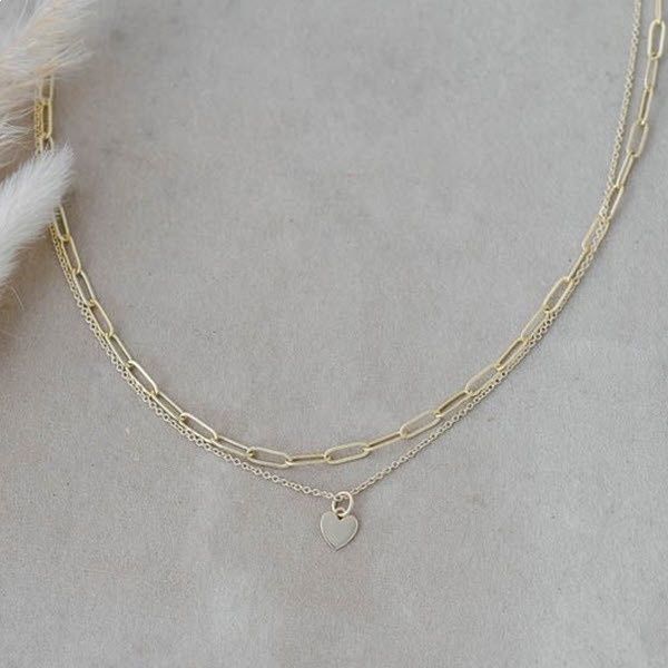 GJ Paper Clip Gold Heart Necklace