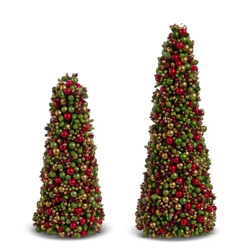 RAZ Small Beaded Berry Cone Tree