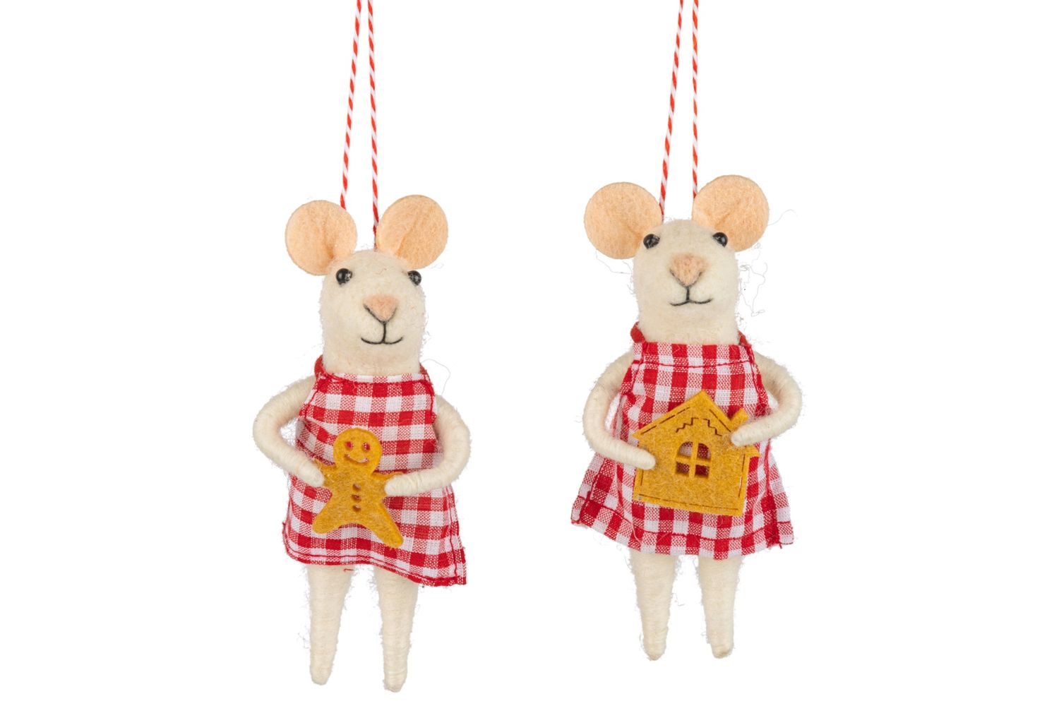 OPT Mouse with Red Gingham Dress Felt Ornament