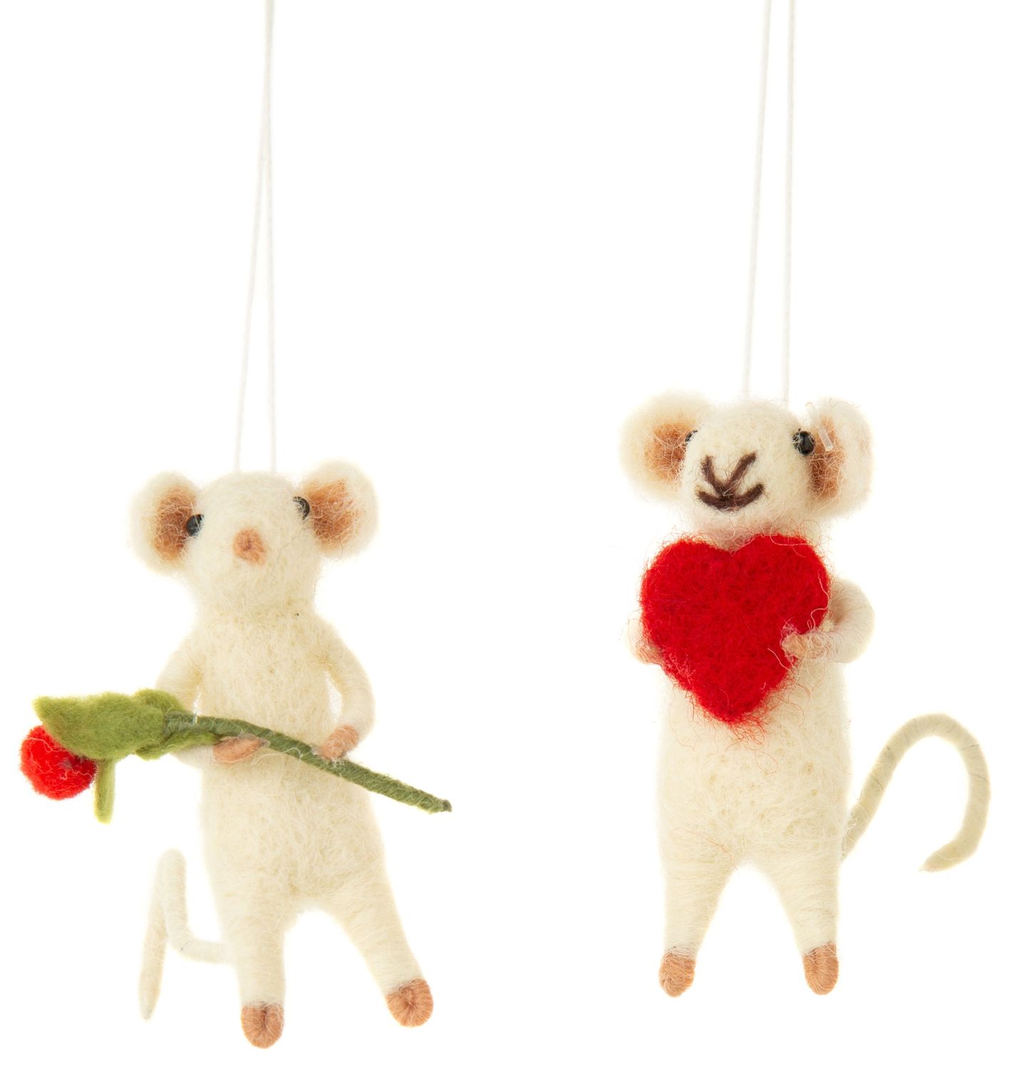 OPT Mouse with Heart and Branch Felt Ornament