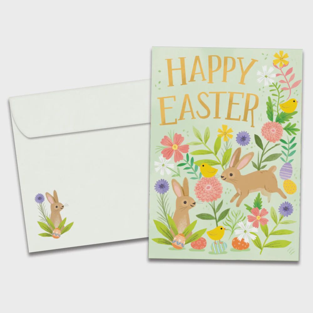 TF 21104 Floral Bunnies Easter Greeting Card