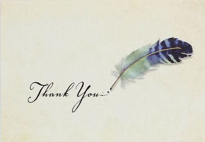 PP Watercolor Quill Thank You Note Cards