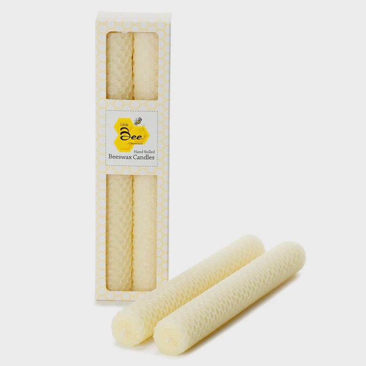 LB  Hand Rolled Beeswax Taper 8&quot; Candle Pair