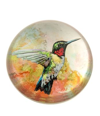 VA Hummingbird Glass Dome Paperweight