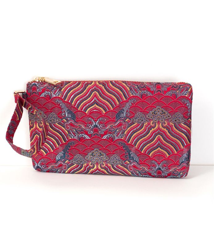 VA Red Silk Damask Clutch