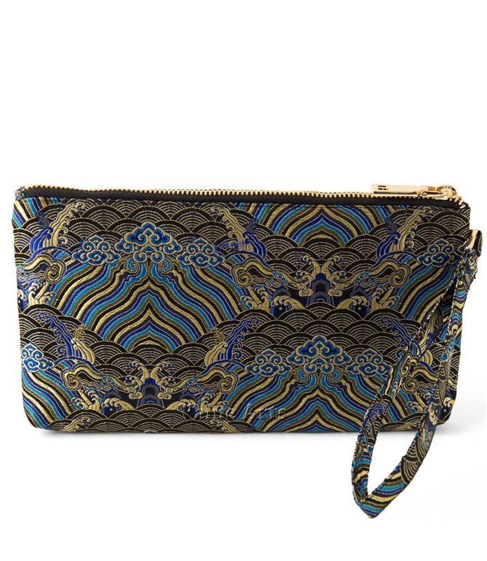 VA Black Silk Damask Clutch