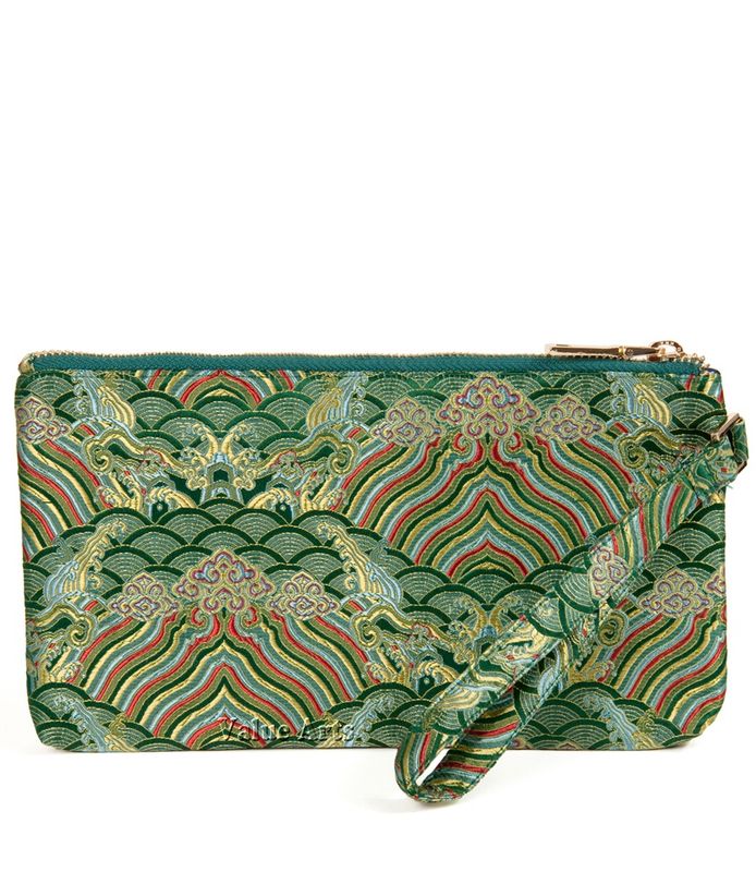 VA Green Silk Damask Clutch