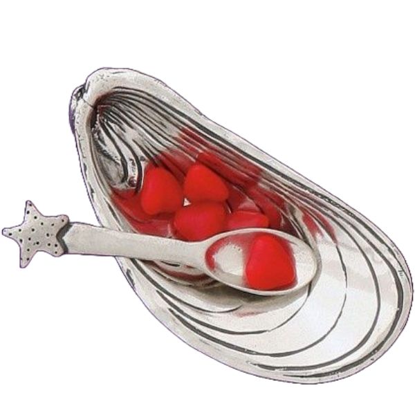 BS Mussel Shell Salt Cellar w/Spoon