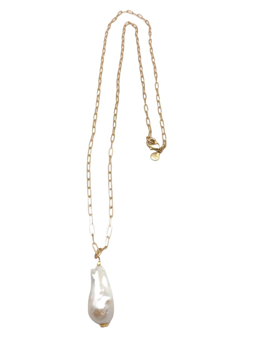 ID Tina Gold Baroque Paper Clip Necklace