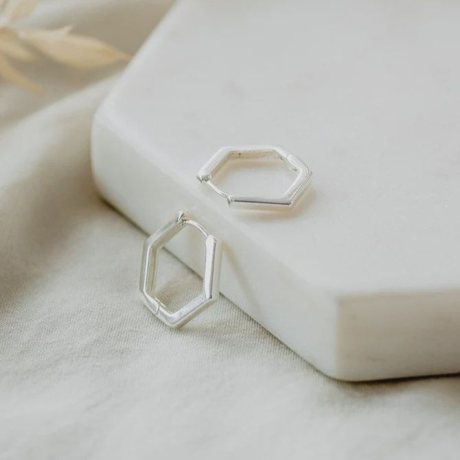 GJ PentaGleam Silver Hoops
