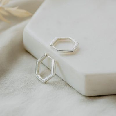 GJ PentaGleam Silver Hoops