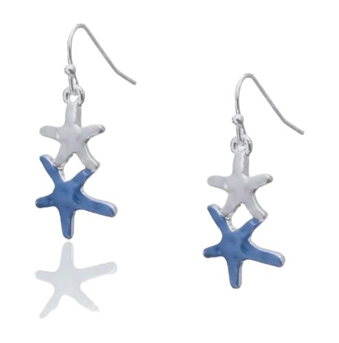 ABW Blue Enamel Starfish Drop Earrings
