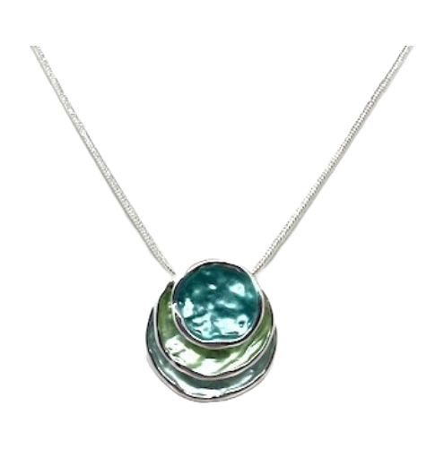 ABW Aqua Tonal Disks Necklace