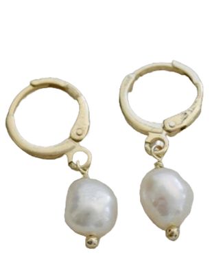 GJ Bitsy Hoops Gold White Pearl