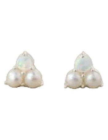 GJ Elegance Pearl/Opal Silver Stud Earring