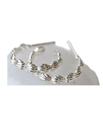 GJ Sienna Shell Silver Hoop Earring
