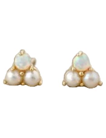 GJ Elegance Pearl/Opal Gold Stud Earring