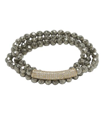 ID Pyrite  Bar Bracelet