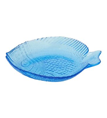 BA Blue Fish Shaped Glass Bowl