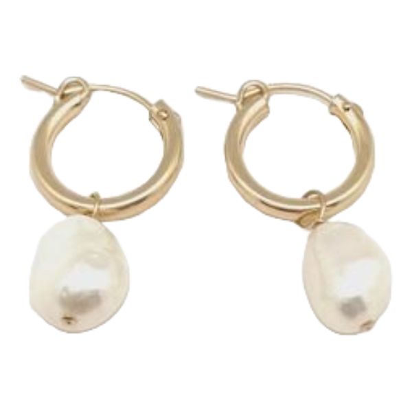 ID Nina Gold &amp; Pearl Hoop Earring
