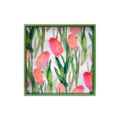 RF Pink Tulips 15&quot; Square Tray