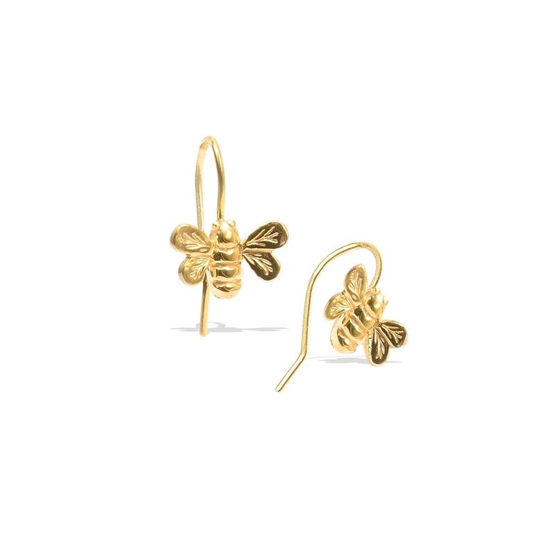 POM Bee Earrings on Gold Wire