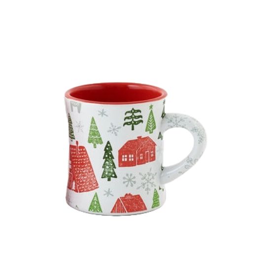 ON White Holiday Chalet Mug