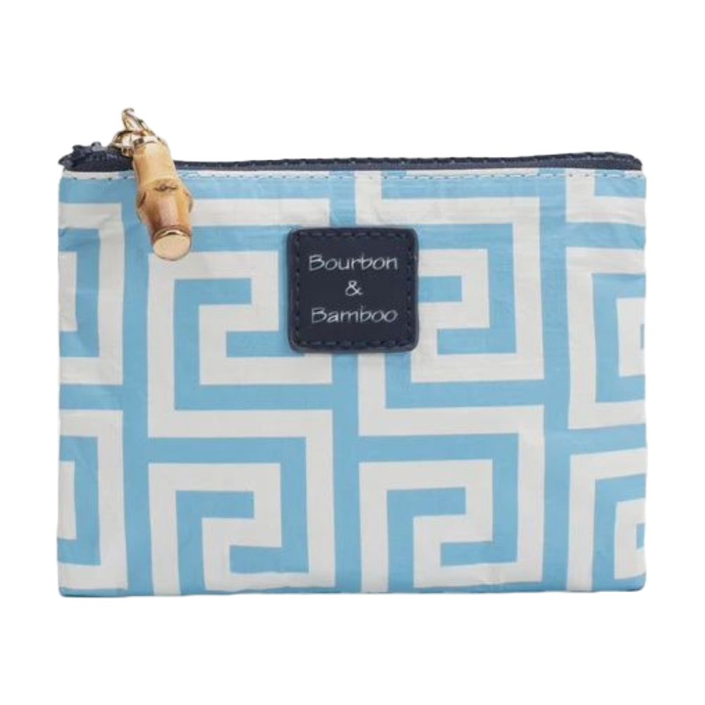 BB French Blue Greek Key Coin Pouch