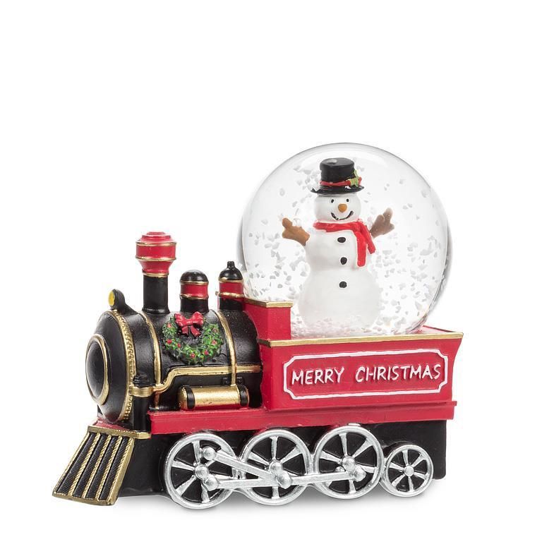 AB Snowman in Train Snow Globe