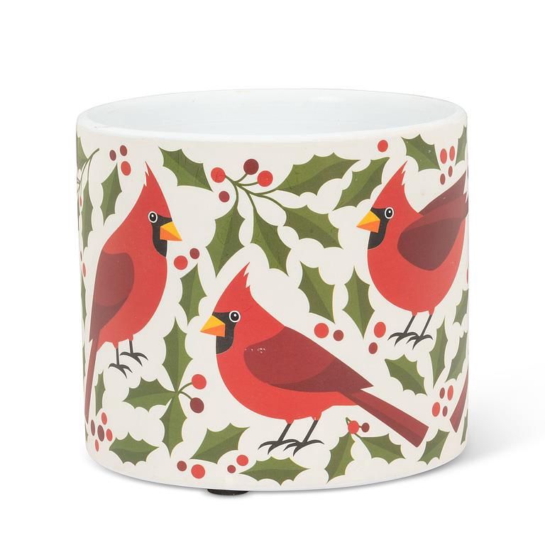 AB Small Cardinals &amp; Holly Planter