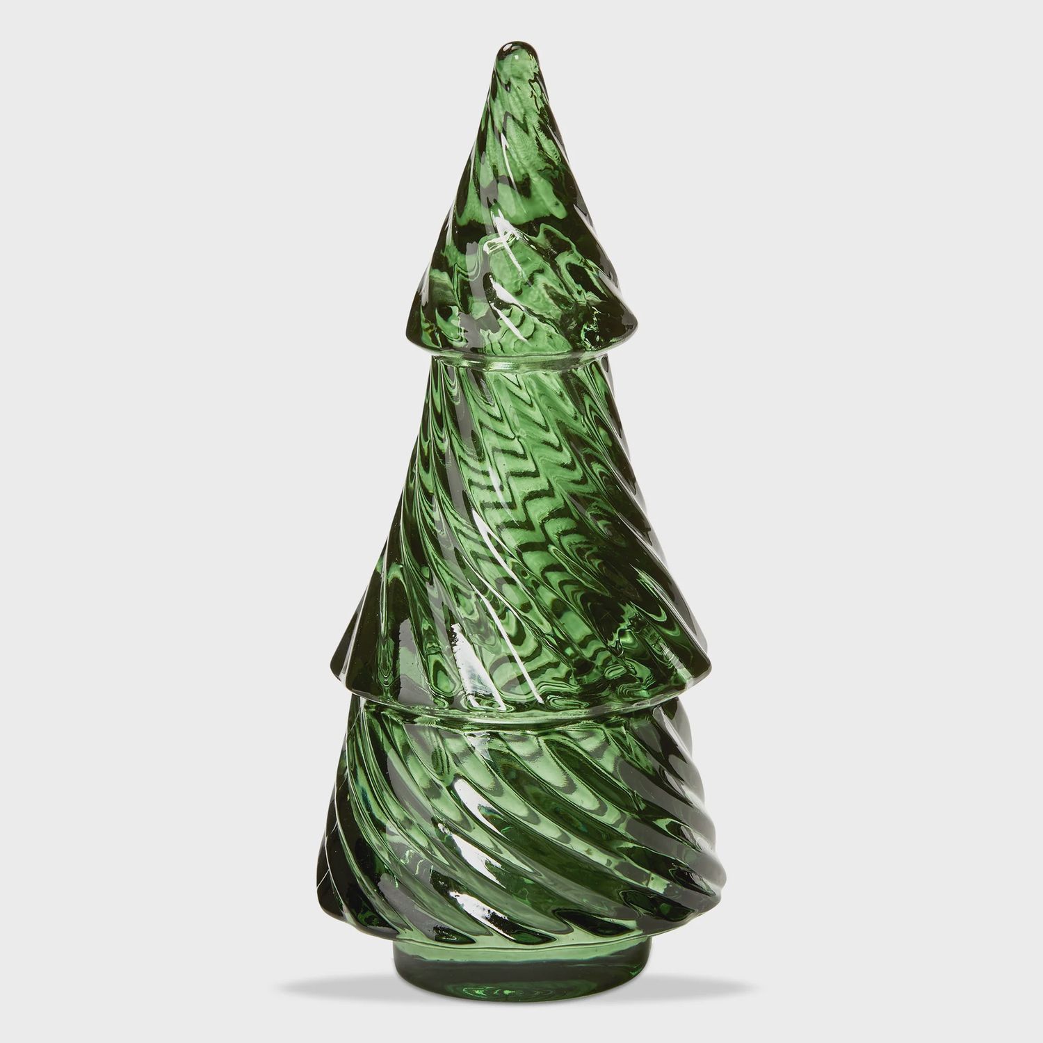 TA Green Glass Twist Tree Tealight Holder