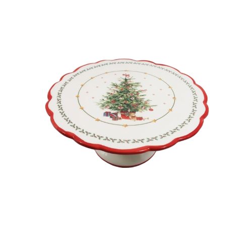ON Christmas Tree Pedestal Cake Plate