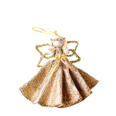 DG Dark Gold Winged Sinamay Nat Angel Ornament