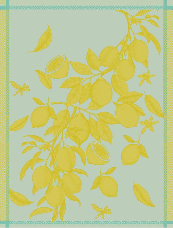 MI Lemons on Aqua Tea Towel