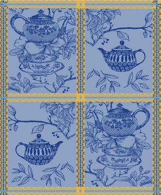 MI Blue Teapots Tea Towel