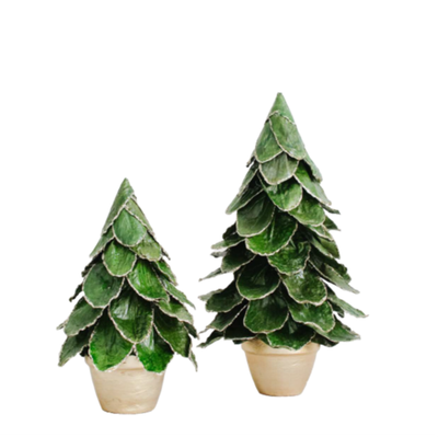 DG Green/Gold Potted Leaf 7&quot; Cone Tree