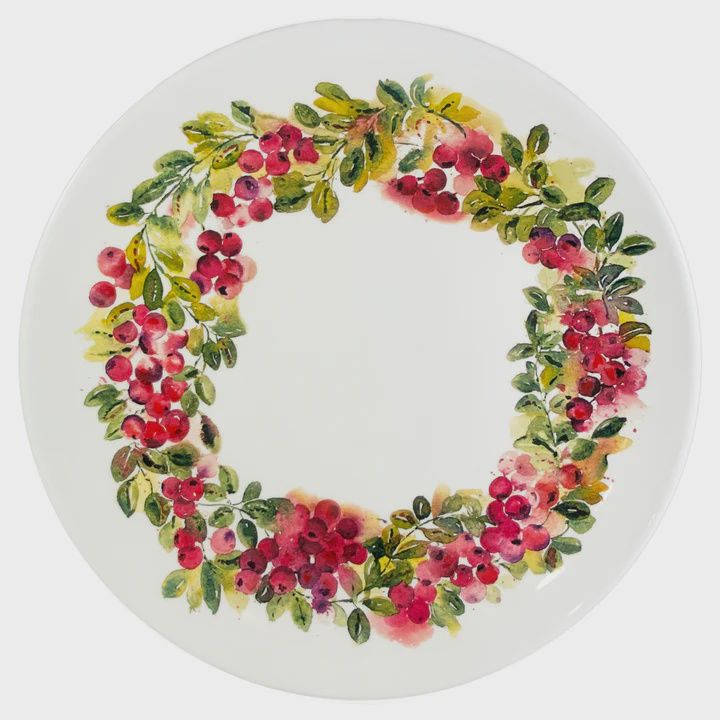 BI Cranberry Wreath Round Platter