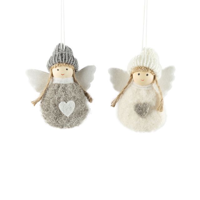 OPT Fabric Ball Angel Gray/White Ornament