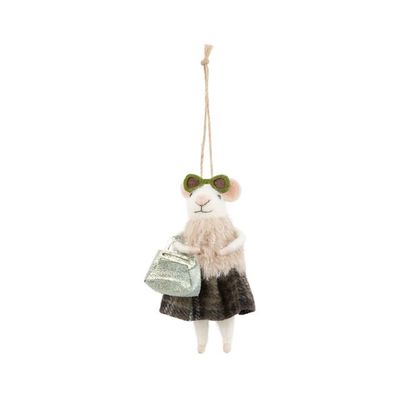 OPT Mouse with Sunglasses in Fur Coat Ornament