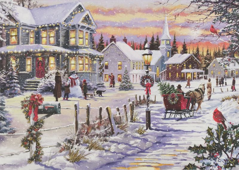 PP Village Sleigh Ride Deluxe Boxed Holiday Cards