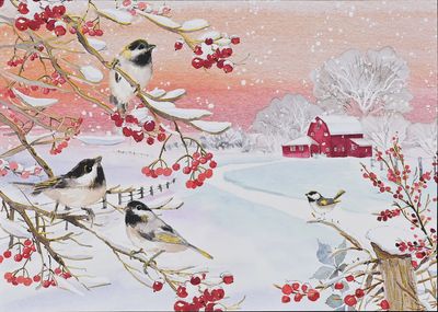 PP Snowy Songbirds Deluxe Boxed Holiday Cards