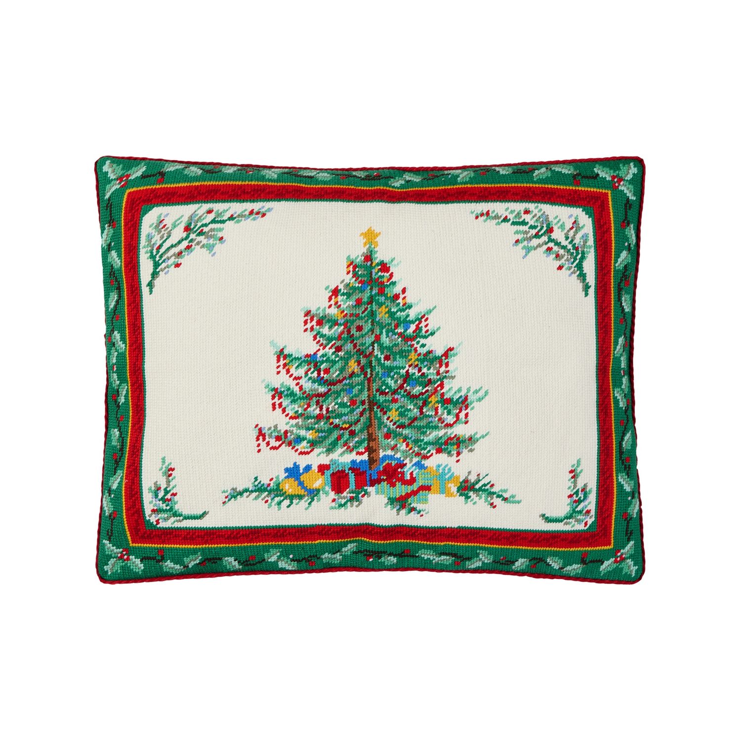 PH Classic Christmas Embroidered Needlepoint Pillow