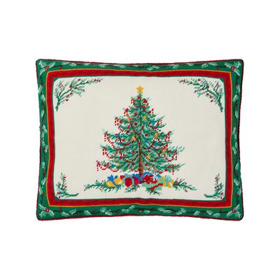 PH Classic Christmas Embroidered Needlepoint Pillow