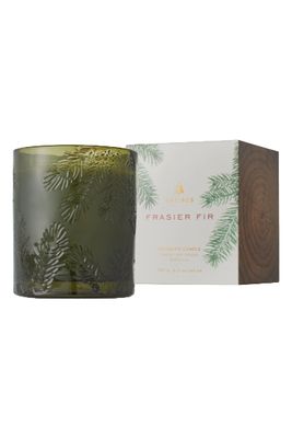 TH Frasier Fir Candle Molded Green Glass Candle