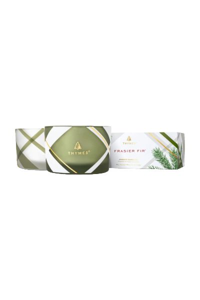 TH Frasier Fir Frosted Plaid Poured Candle Set