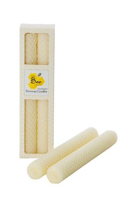 LB  Hand Rolled Beeswax Taper 8&quot; Candle Pair