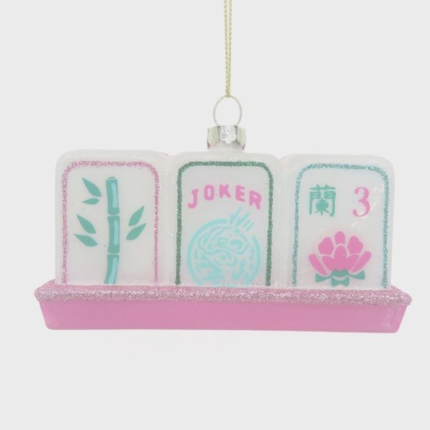 8O Mahjong Tile Glass Ornament