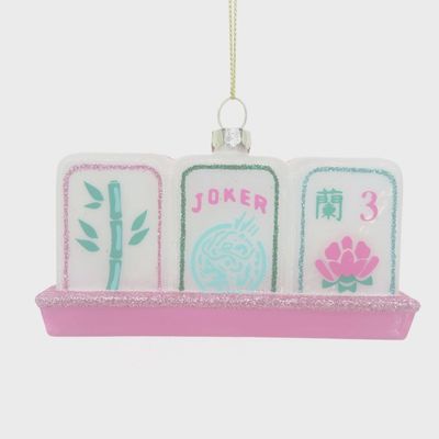 8O Mahjong Tile Glass Ornament
